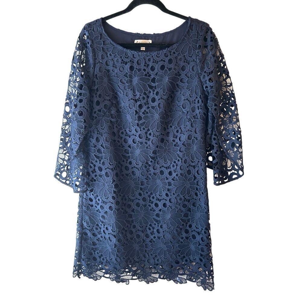 Nanette Lepore Eyelet flare sleeve shift dress sz 8 floral wedding guest party S